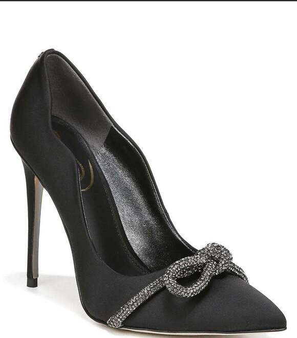 Sam Edelman Shoes - Sam Edelman Deela Black Satin Rhinestone Bow Stiletto Heels Size 10M